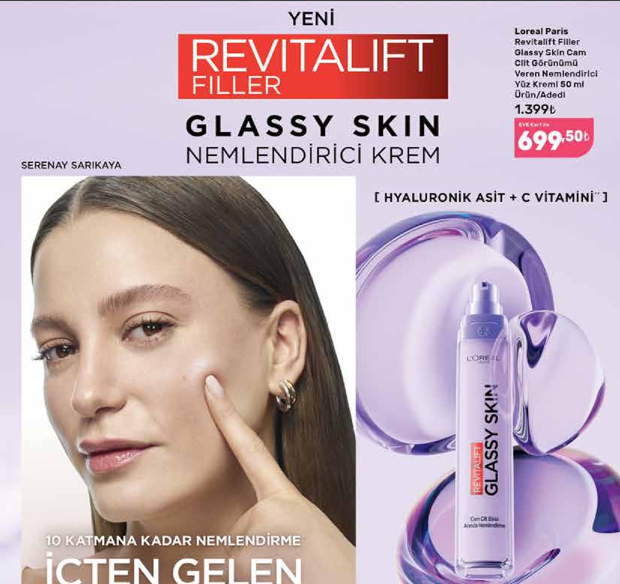Loreal Paris Revitalift Filler Glassy Skin Cilt Görünümü Veren Nemlendirici Yüz Kremi 50 Ml