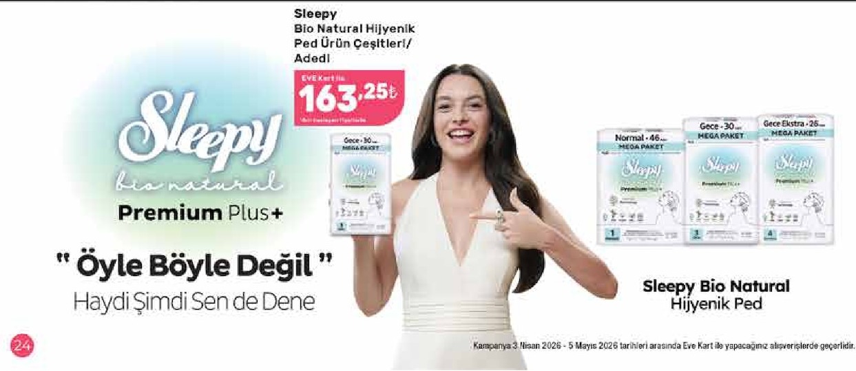 Sleepy Bio Natural Hijyenik Ped Ürün Çeşitleri