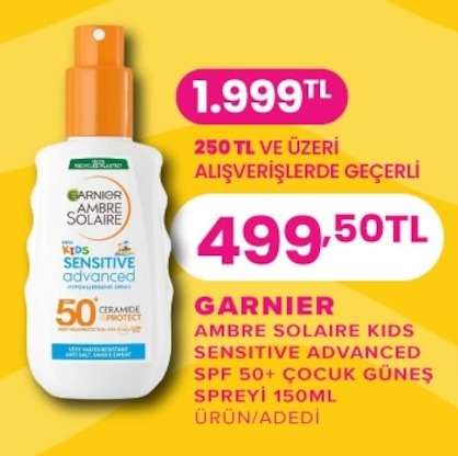 Garnier Ambre Solaire Kids Sensitive Advanced Spf 50+ Çocuk Güneş Spreyi 150Ml