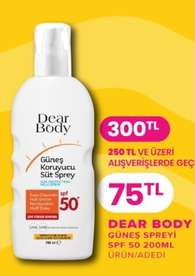 Dear Body Güneş Koruyucu Süt Sprey Spf 50 200Ml