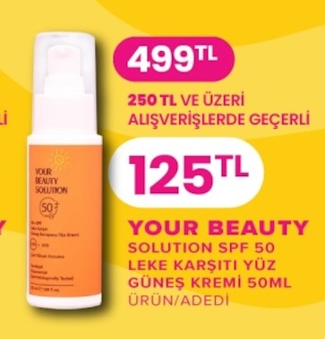 Your Beauty Solution Spf 50 Leke Karsiti Yüz Güneş Kremi 50Ml
