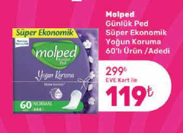 Molped Günlük Ped Süper Ekonomik Yoğun Koruma 60'Lı