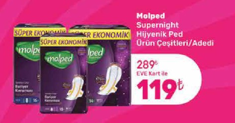 Molped Supernight Hijyenik Ped Ürün Çeşitleri/Adedi