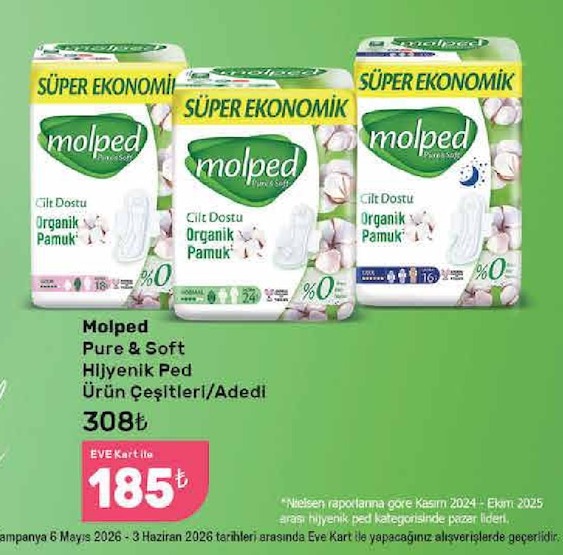Molped Pure & Soft Hijyenik Ped Ürün Çeşitleri/Adedi