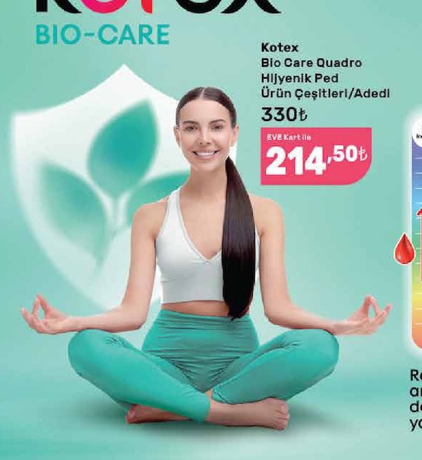 Kotex Bio Care Quadro Hijyenik Ped Ürün Çeşitleri/Adedi