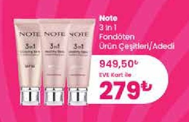 Note 3 In 1 Fondöten Ürün Çeşitleri
