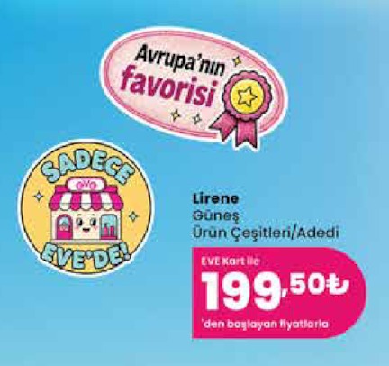 Lirene Güneş Ürün Çeşitleri/Adedi