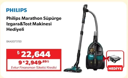 Philips Marathon Süpürge Izgara&Tost Makinesi Hediyeli