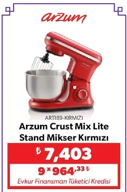 Arzum Crust Mix Lite Stand Mikser Kırmızı