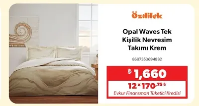 Opal Waves Tek Kişilik Nevresim Takımı Krem
