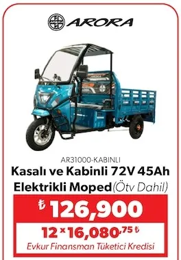 Arora Kasalı Ve Kabinli 72V 45Ah Elektrikli Moped
