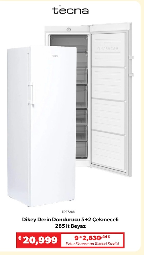 Tecna Dikey Derin Dondurucu 5+2 Çekmeceli 285 Lt Beyaz
