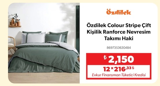 Özdilek Colour Stripe Çift Kişilik Ranforce Nevresim Takımı Haki