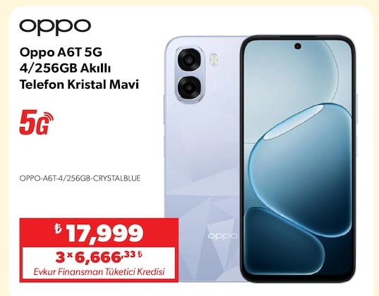 Oppo A6T 5G 4/256Gb Akıllı Telefon Kristal Mavi
