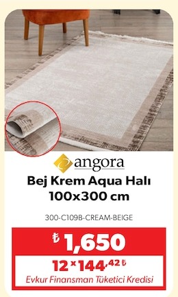 Bej Krem Aqua Halı 100X300 Cm