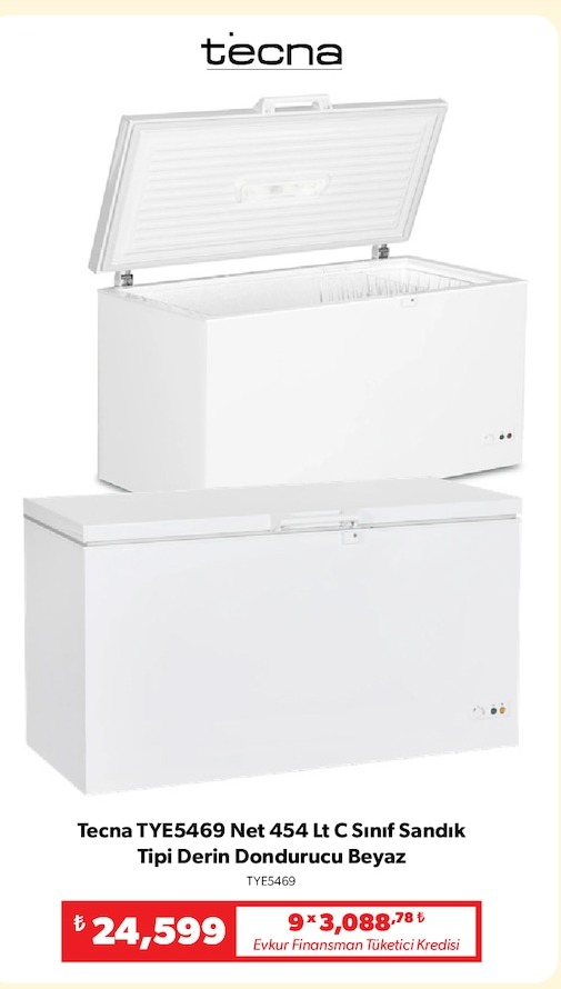 Tecna Tye5469 Net 454 Lt C Sınıf Sandık Tipi Derin Dondurucu Beyaz