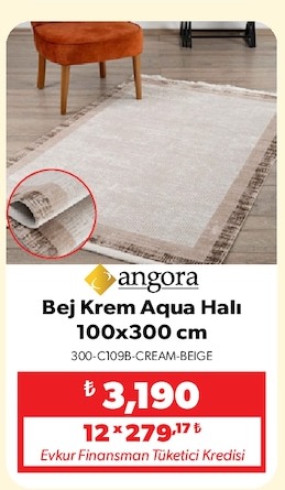 Bej Krem Aqua Halı 100X300 Cm