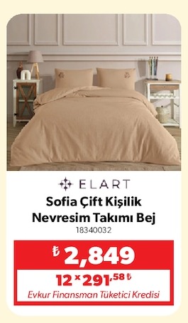 Elart Sofia Çift Kişilik Nevresim Takımı Bej