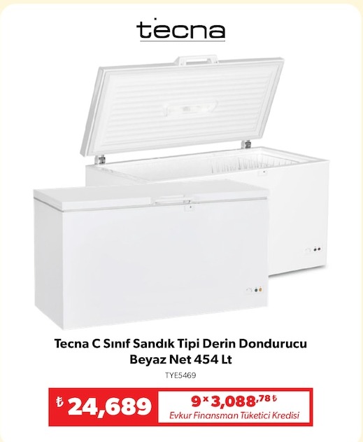 Tecna C Sınıf Sandık Tipi Derin Dondurucu Beyaz Net 454 Lt