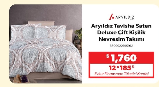 Aryıldız Tavisha Saten Deluxe Çift Kişilik Nevresim Takımı