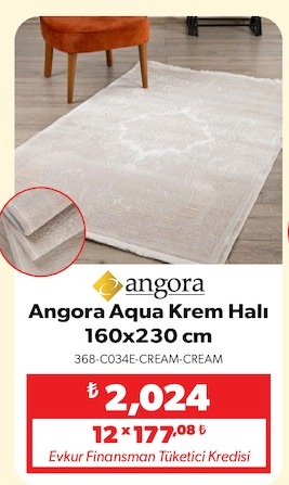 Angora Aqua Krem Halı 160X230 Cm