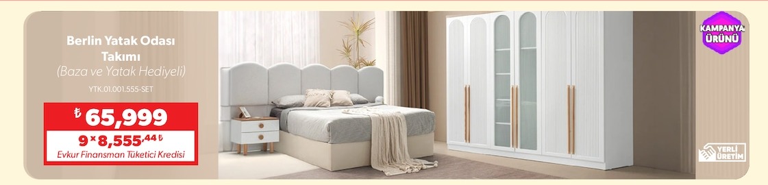Berlin Yatak Odası Takımı (Baza Ve Yatak Hediyeli)