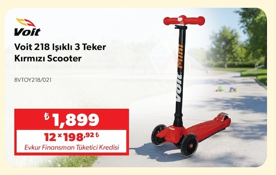 Voit 218 Işıklı 3 Teker Kırmızı Scooter