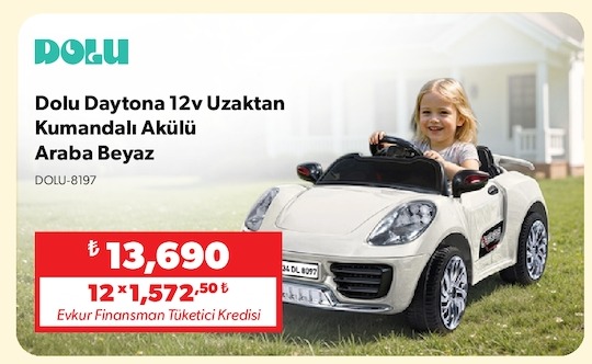 Dolu Daytona 12V Uzaktan Kumandalı Akülü Araba Beyaz