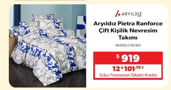 Aryildiz Pietra Ranforce Çift Kişilik Nevresim Takımı
