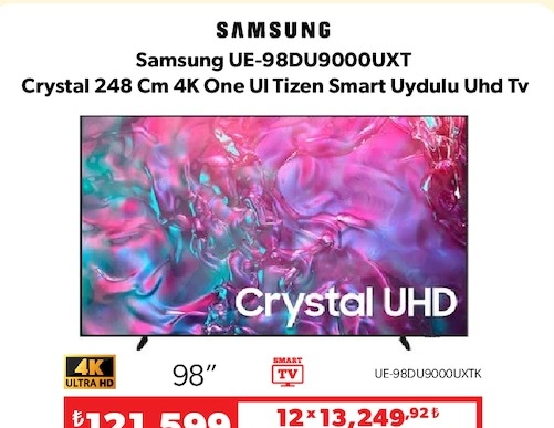 Samsung Ue-98Du9000Uxt Crystal 248 Cm 4K One Ui Tizen Smart Uydulu Uhd Tv
