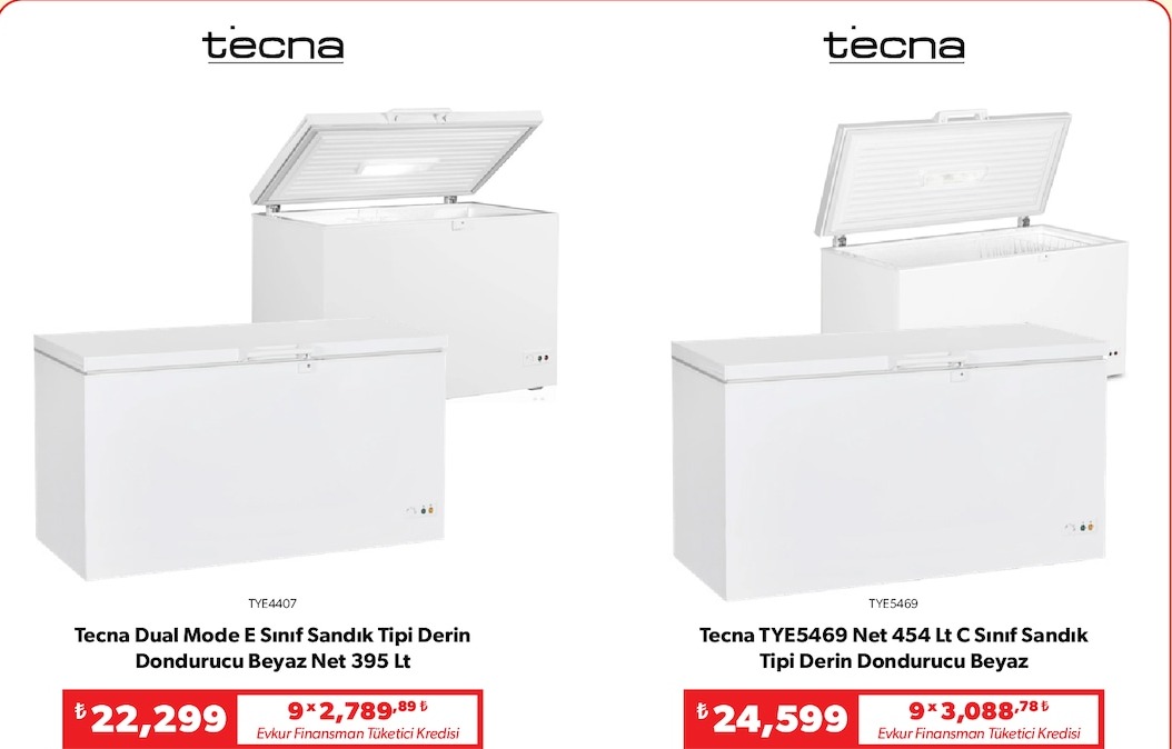 Tecna Dual Mode E Sınıf Sandık Tipi Derin Dondurucu Beyaz Net 395 Lt