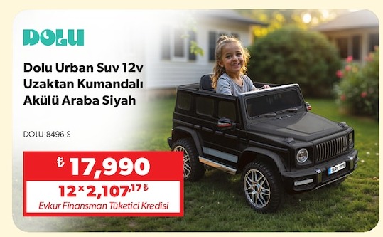 Dolu Urban Suv 12V Uzaktan Kumandali Akülü Araba Siyah