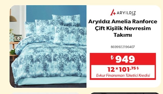 Aryildiz Amelia Ranforce Çift Kişilik Nevresim Takımı