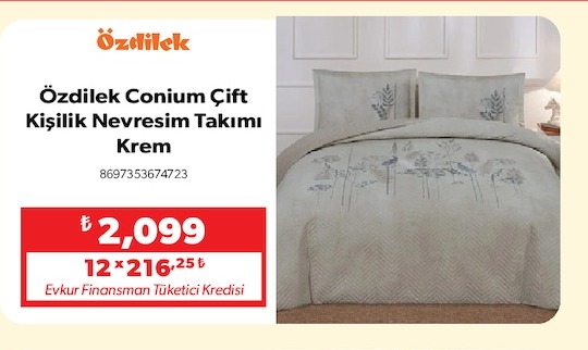 Özdilek Conium Çift Kişilik Nevresim Takımı Krem