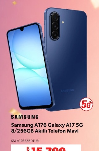 Samsung A176 Galaxy A17 5G 8/256Gb Akıllı Telefon Mavi