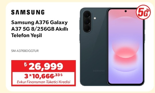 Samsung A376 Galaxy A37 5G 8/256Gb Akıllı Telefon Yeşil