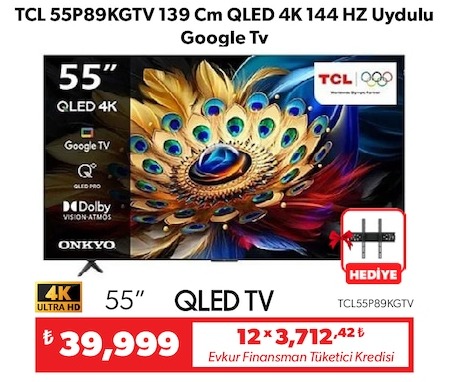 Tcl 55P89Kgtv 55 Inc Qled 4K 144 Hz Uydulu Google Tv