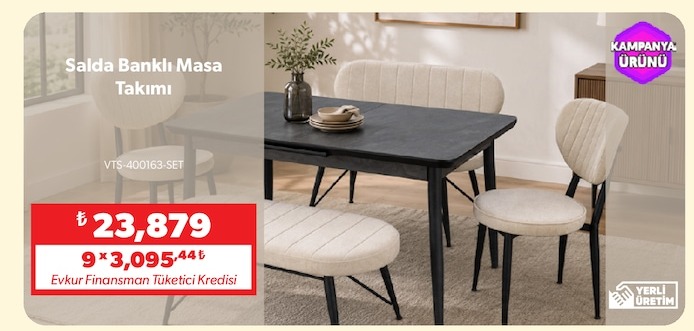 Salda Banklı Masa Takımı