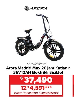 Arora Madrid Max 20 Jant Katlanır 36V10Ah Elektrikli Bisiklet