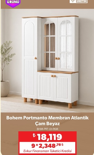 Bohem Portmanto Membran Atlantik Çam Beyaz Bhm-Prt-01-Tkm