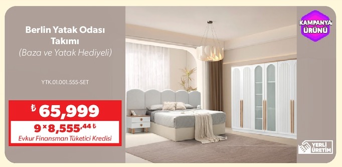 Berlin Yatak Odası Takımı (Baza Ve Yatak Hediyeli) Ytk.01.001.555-Set