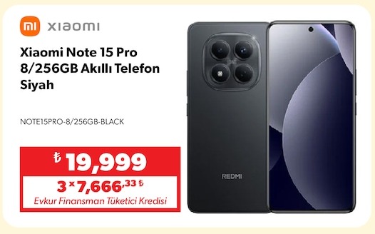 Xiaomi Note 15 Pro 8/256Gb Akıllı Telefon Siyah