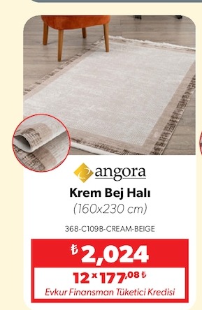 Angora Krem Bej Halı (160X230 Cm)