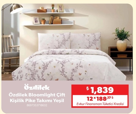 Özdilek Bloomlight Çift Kişilik Pike Takımı Yeşil
