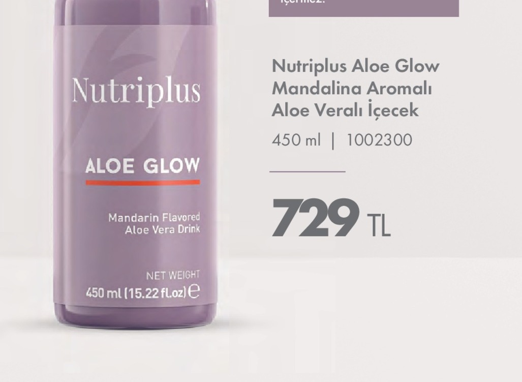 Nutriplus Aloe Glow Mandalina Aromalı Aloe Veri İçecek 450 Ml