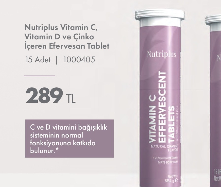 Nutriplus Vitamin C, Vitamin D Ve Çinko Içeren Efervesan Tablet 15 Adet