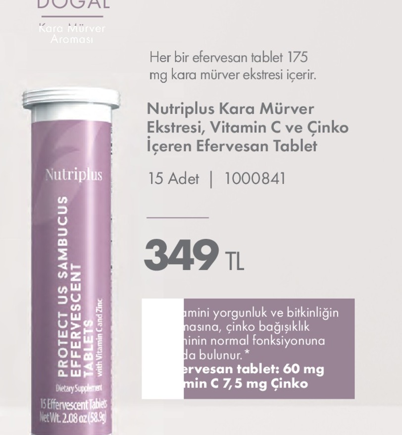 Nutriplus Kara Mürver Ekstresi, Vitamin C Ve Çinko Içeren Efervesan Tablet 15 Adet