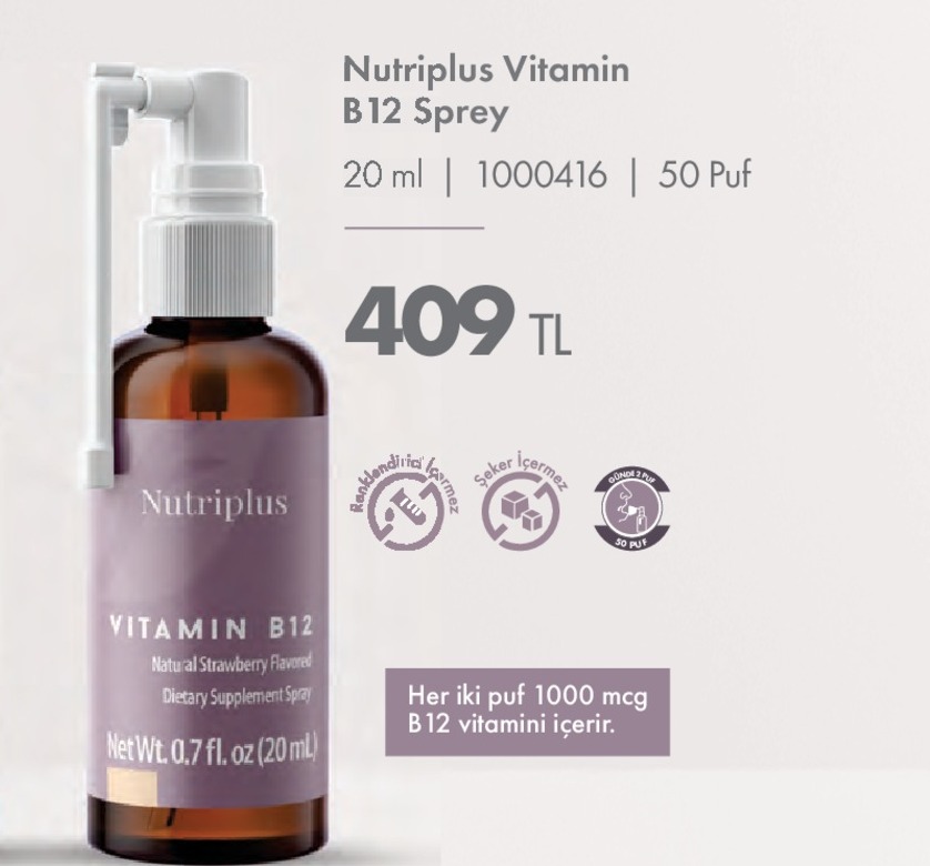 Nutriplus Vitamin B12 Sprey 20Ml