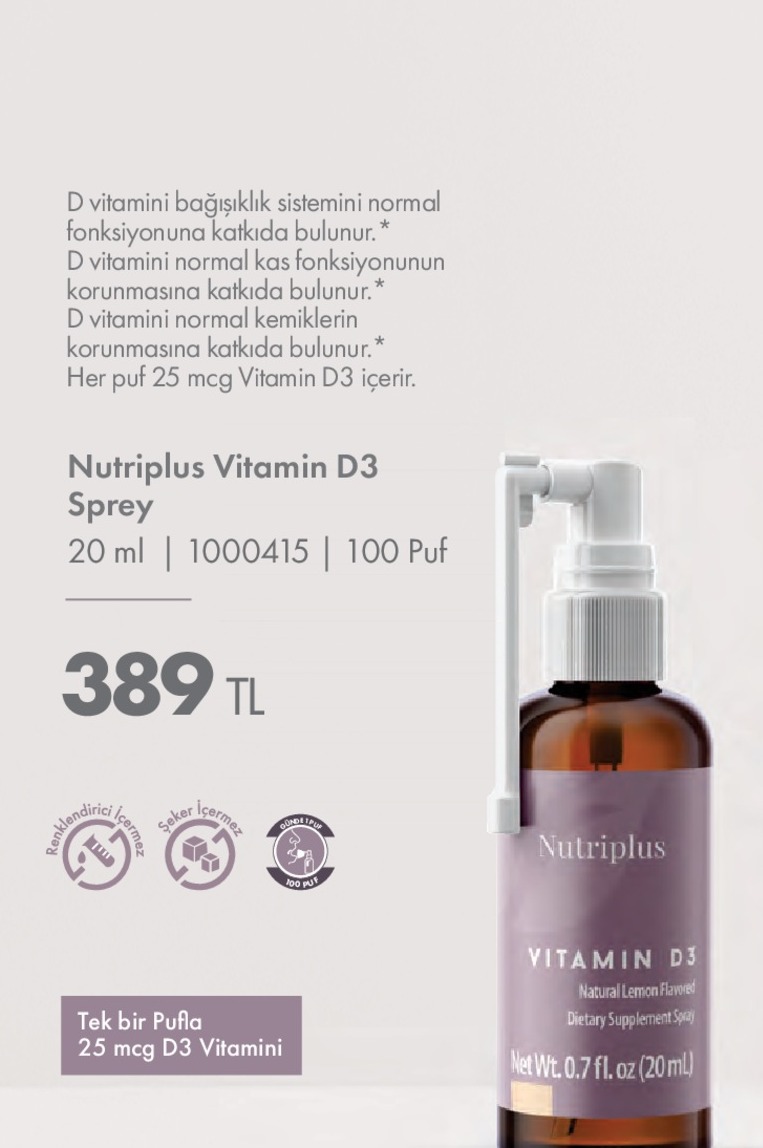 Nutriplus Vitamin D3 Sprey 20Ml