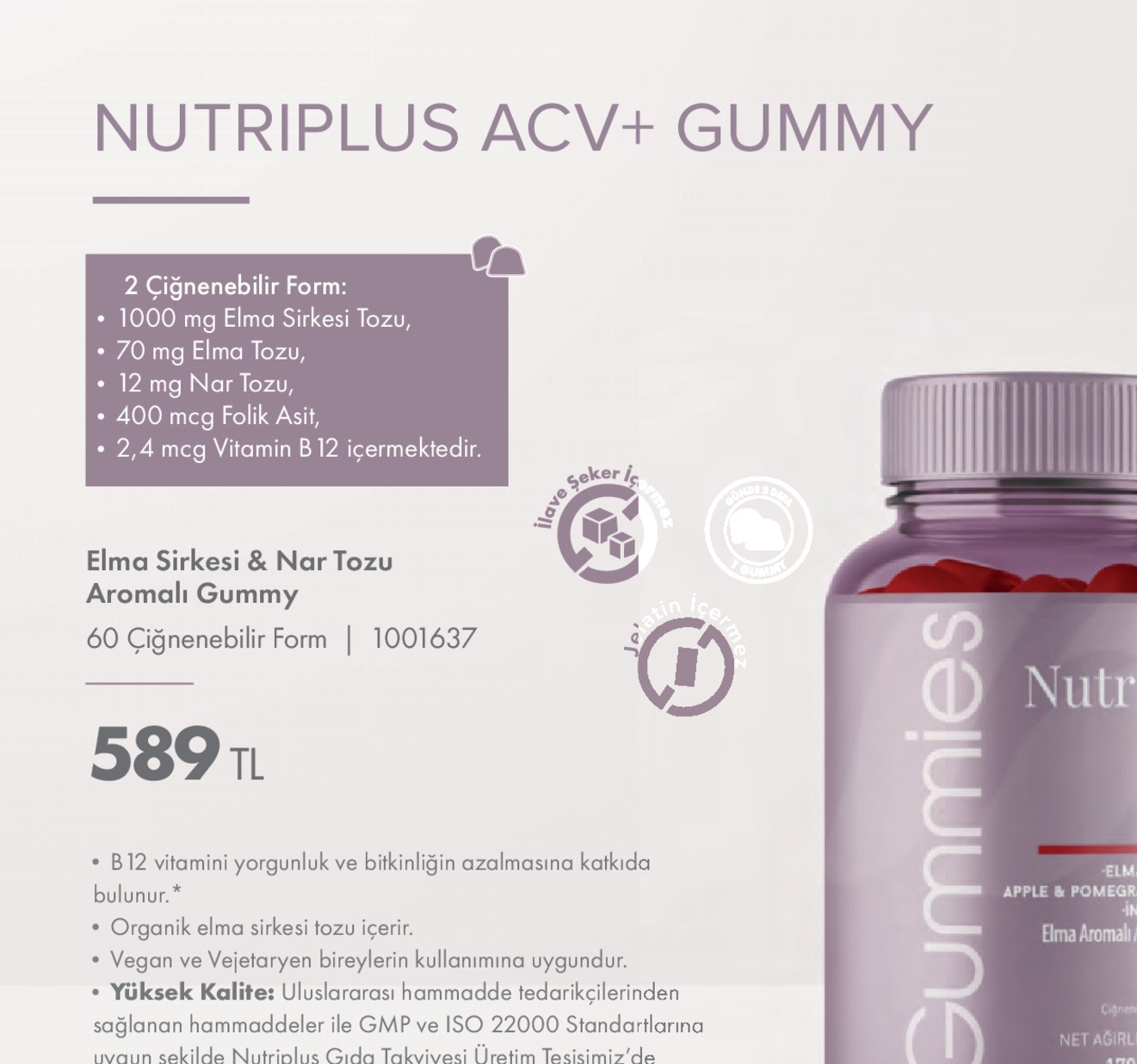 Nutriplus Acv+ Gummy Aromalı Gummy, 60 Çiğnenebilir Form